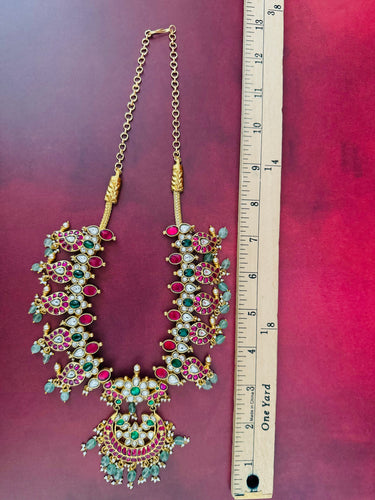 Jadau Kundan Necklace | Real Kemp Stones | Brass Base | No earrings | Gold Polish | Free Shipping | Ships from California